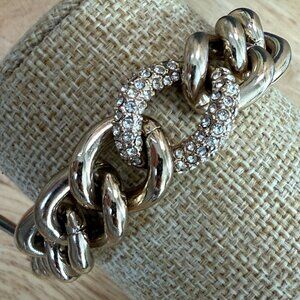 Victorias Secret Gold-Tone Chain‎ Link Bracelet With Rhinestones & Angel Wing